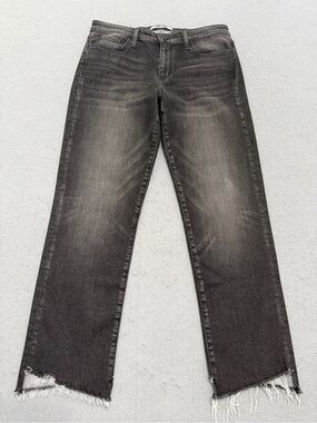 Women’s Flying Monkey Platinum Black Raw Hem Jeans Size 29 Straight Crop